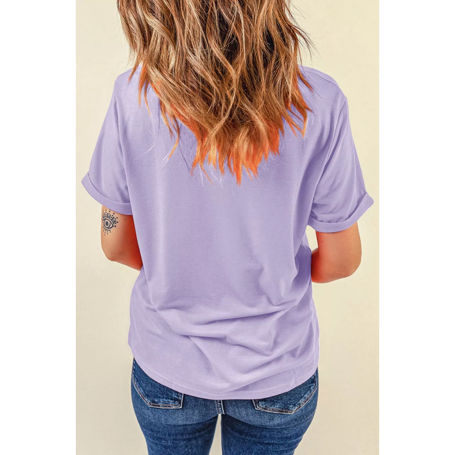 Halloween Spooky Letter Graphic Round Neck Casual T Shirt Apparel and Accessories