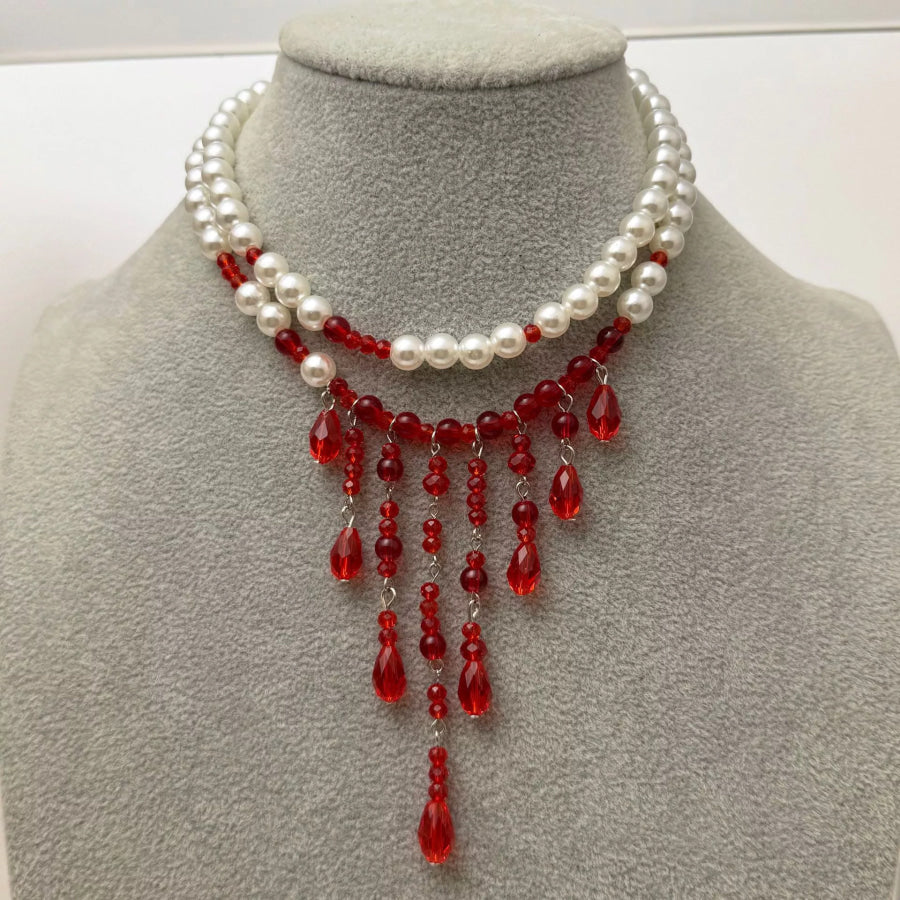 Halloween Teardrop Beaded Double Layered Necklace Apparel and Accessories