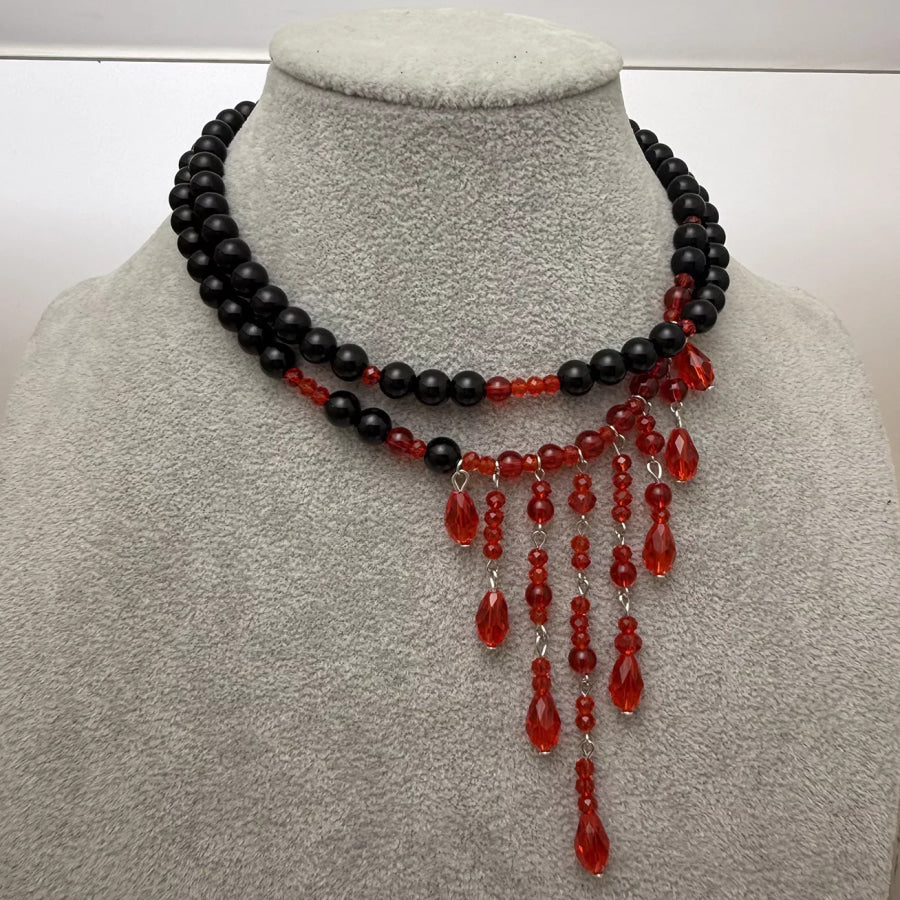 Halloween Teardrop Beaded Double Layered Necklace Apparel and Accessories