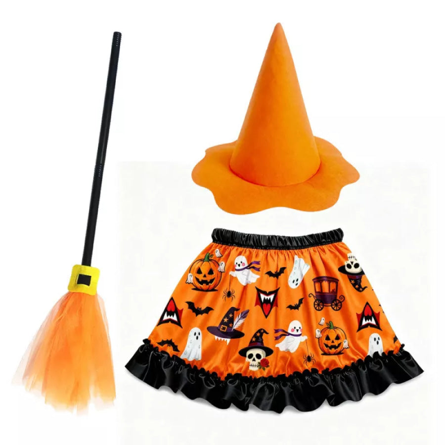 Halloween Tulle Witch Set Orange / One Size Apparel and Accessories