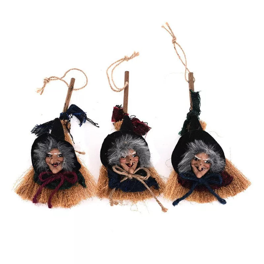 Halloween Witch Broomstick Set Black / One Size Apparel and Accessories
