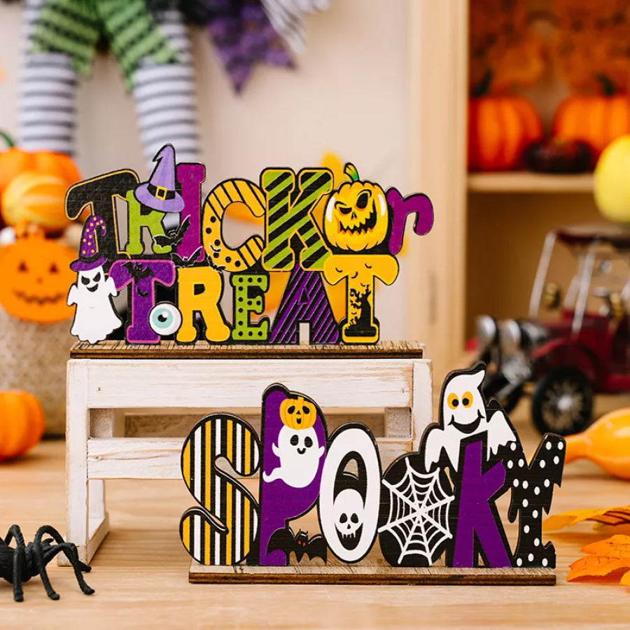 Halloween Wooden Decorative Tabletop Ornament Apparel and Accessories