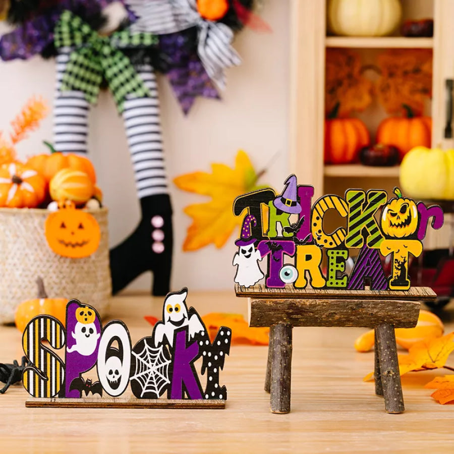 Halloween Wooden Decorative Tabletop Ornament Apparel and Accessories