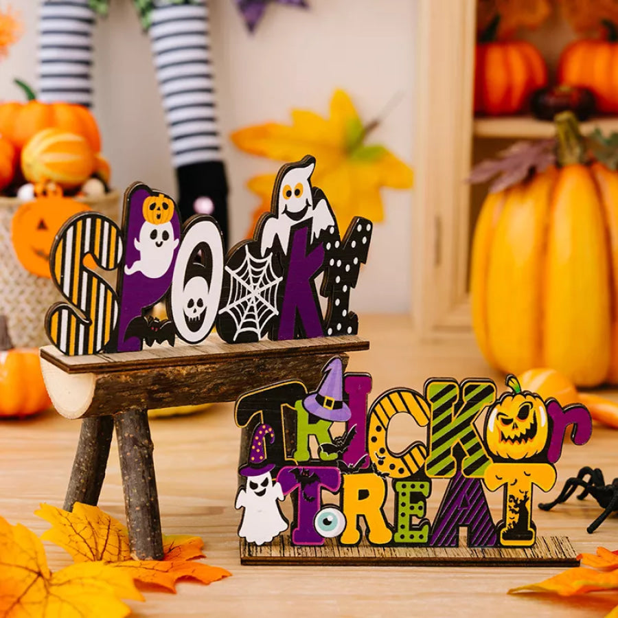 Halloween Wooden Decorative Tabletop Ornament Apparel and Accessories