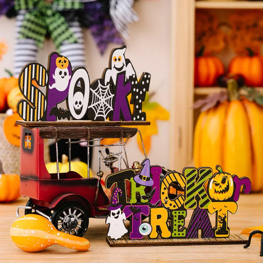 Halloween Wooden Decorative Tabletop Ornament Apparel and Accessories
