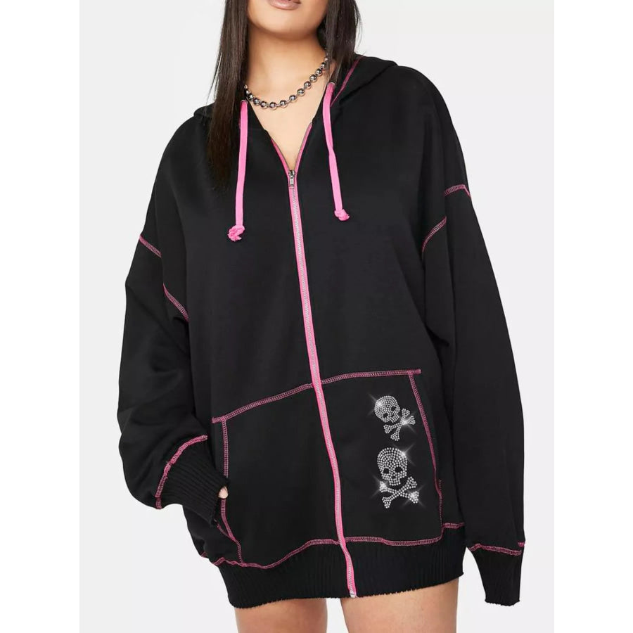 Halloween Zip-Up Drawstring Hoodie Apparel and Accessories