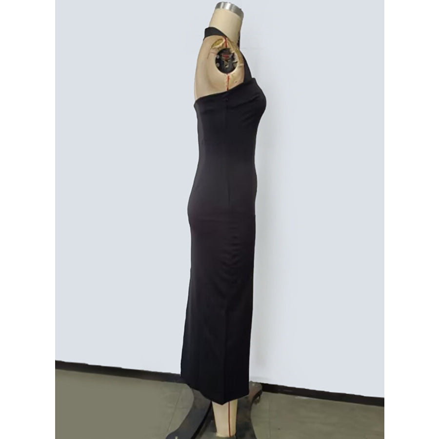 Halter Neck Bodycon Midi Dress Apparel and Accessories