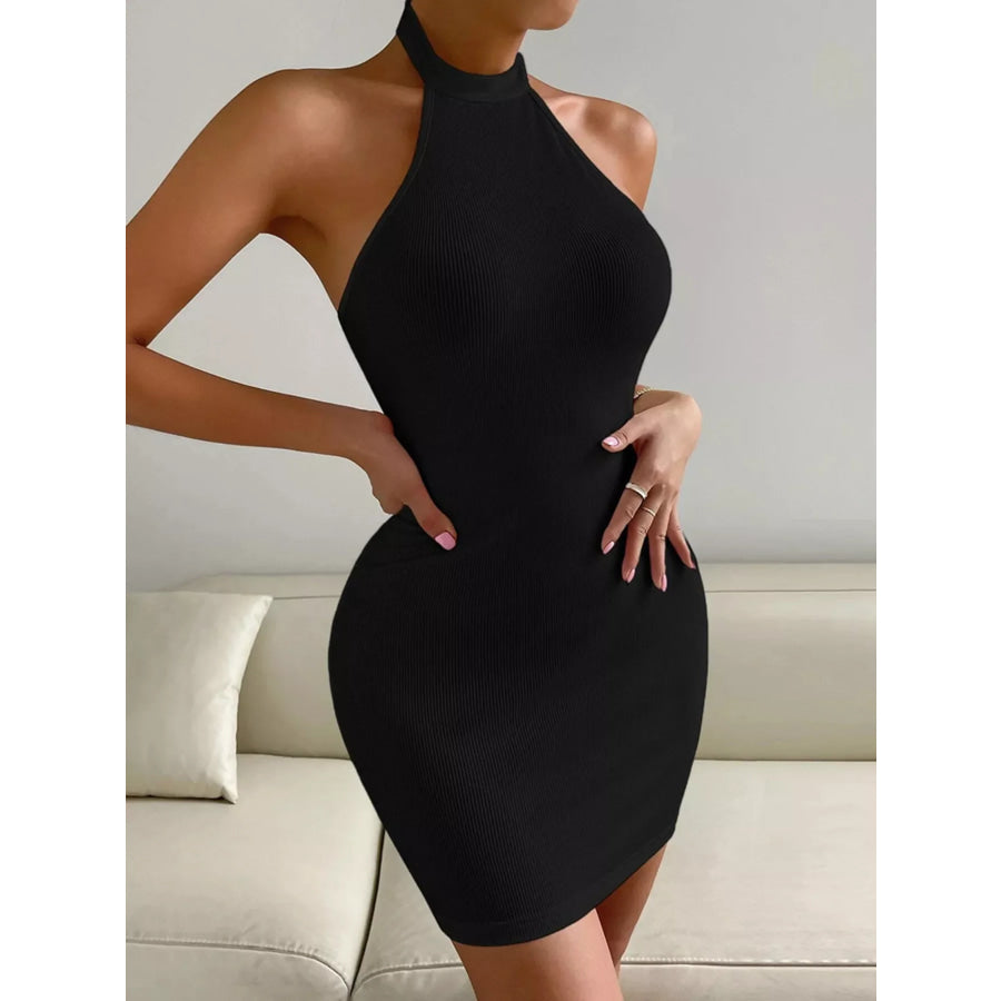 Halter Neck Bodycon Mini Dress Apparel and Accessories