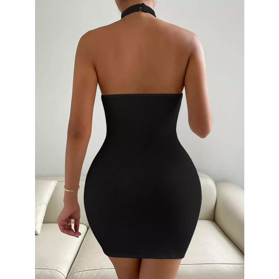 Halter Neck Bodycon Mini Dress Apparel and Accessories