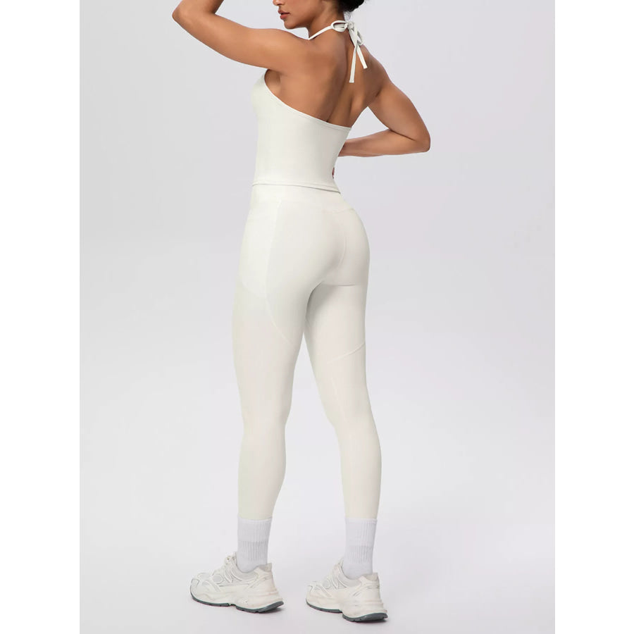 Halter Neck Cami and High-Waisted Leggings Active Set Apparel and Accessories
