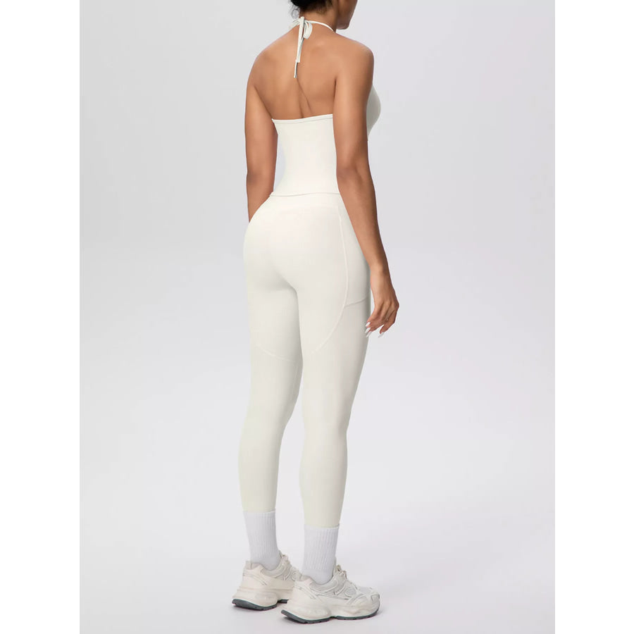Halter Neck Cami and High-Waisted Leggings Active Set Apparel and Accessories