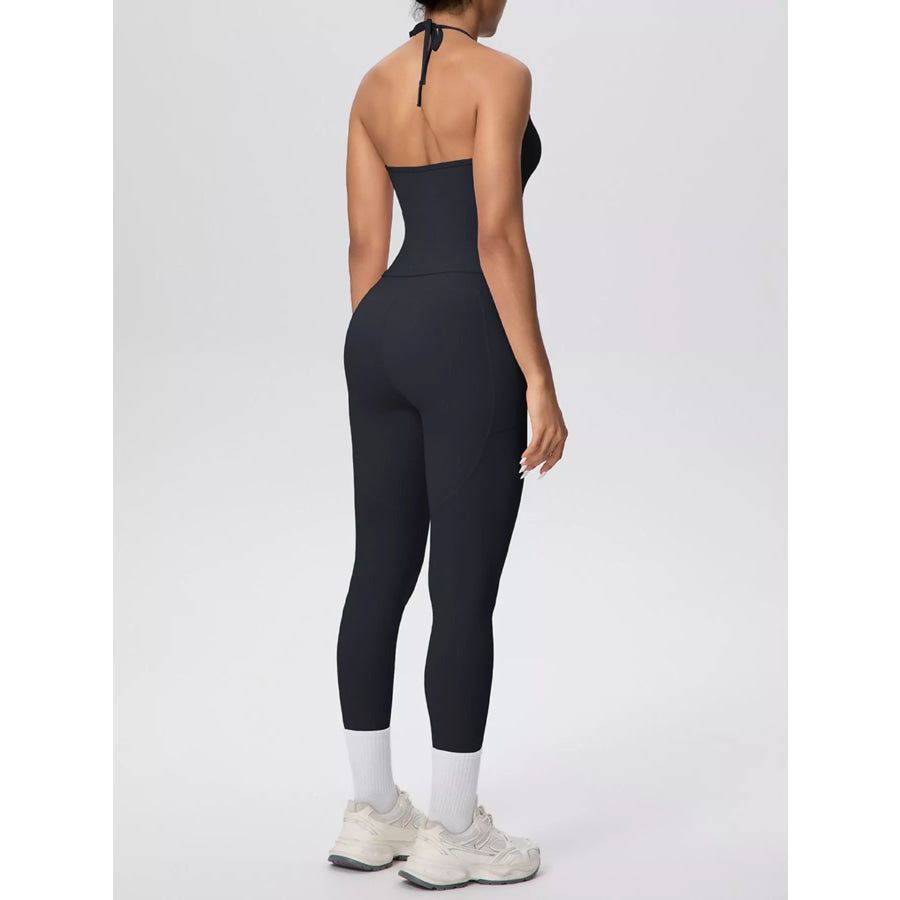 Halter Neck Cami and High-Waisted Leggings Active Set Apparel and Accessories