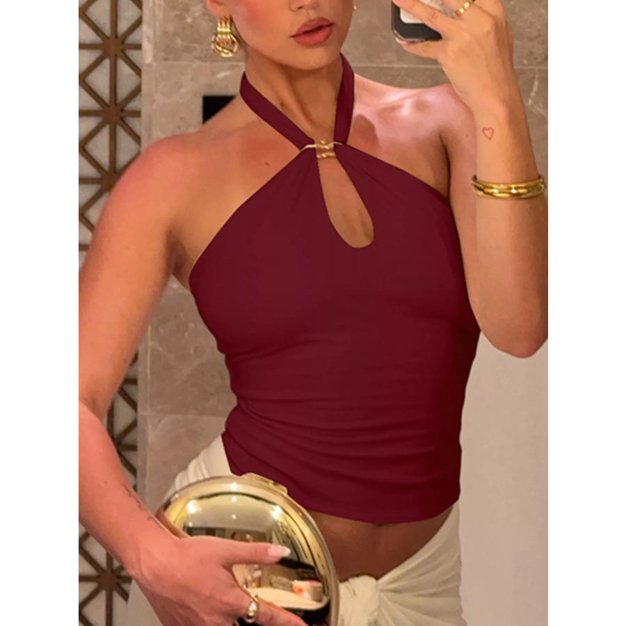 Halter Neck Cami with Keyhole Detail Apparel and Accessories