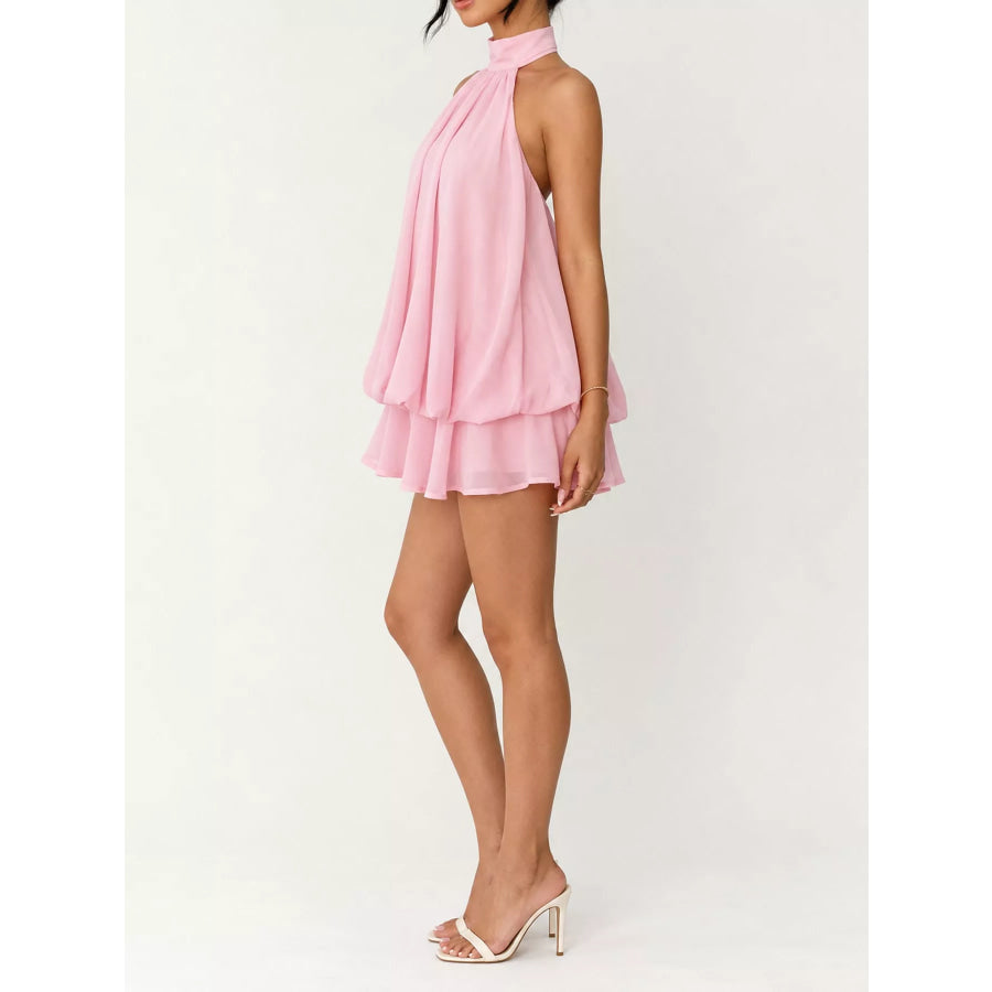 Halter Neck Chiffon Mini Dress Apparel and Accessories