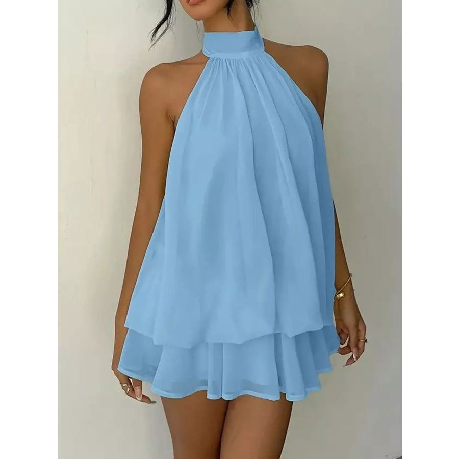 Halter Neck Chiffon Mini Dress Apparel and Accessories