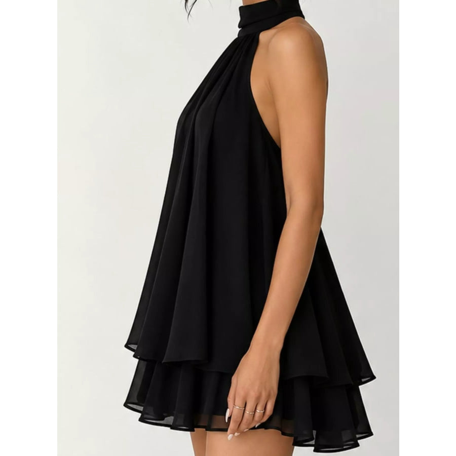 Halter Neck Chiffon Mini Dress Apparel and Accessories