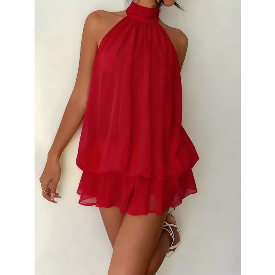 Halter Neck Chiffon Mini Dress Apparel and Accessories