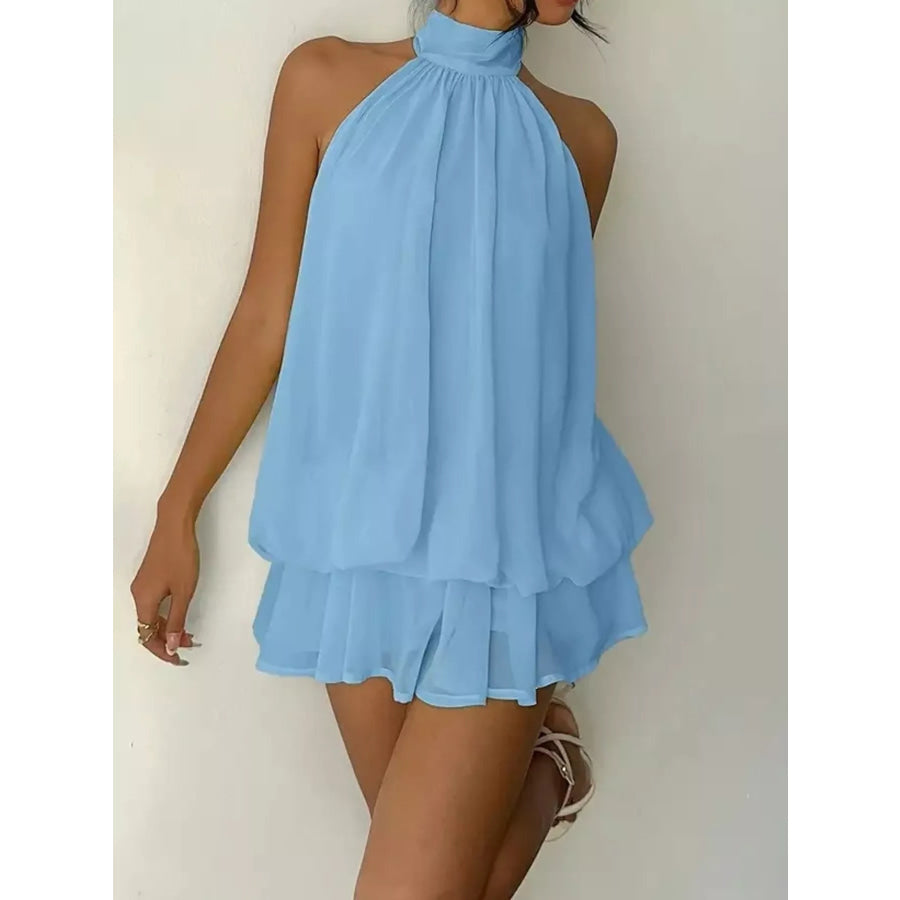 Halter Neck Chiffon Mini Dress Apparel and Accessories