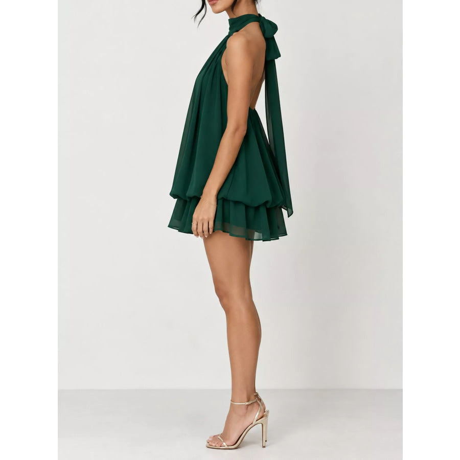 Halter Neck Chiffon Mini Dress Apparel and Accessories
