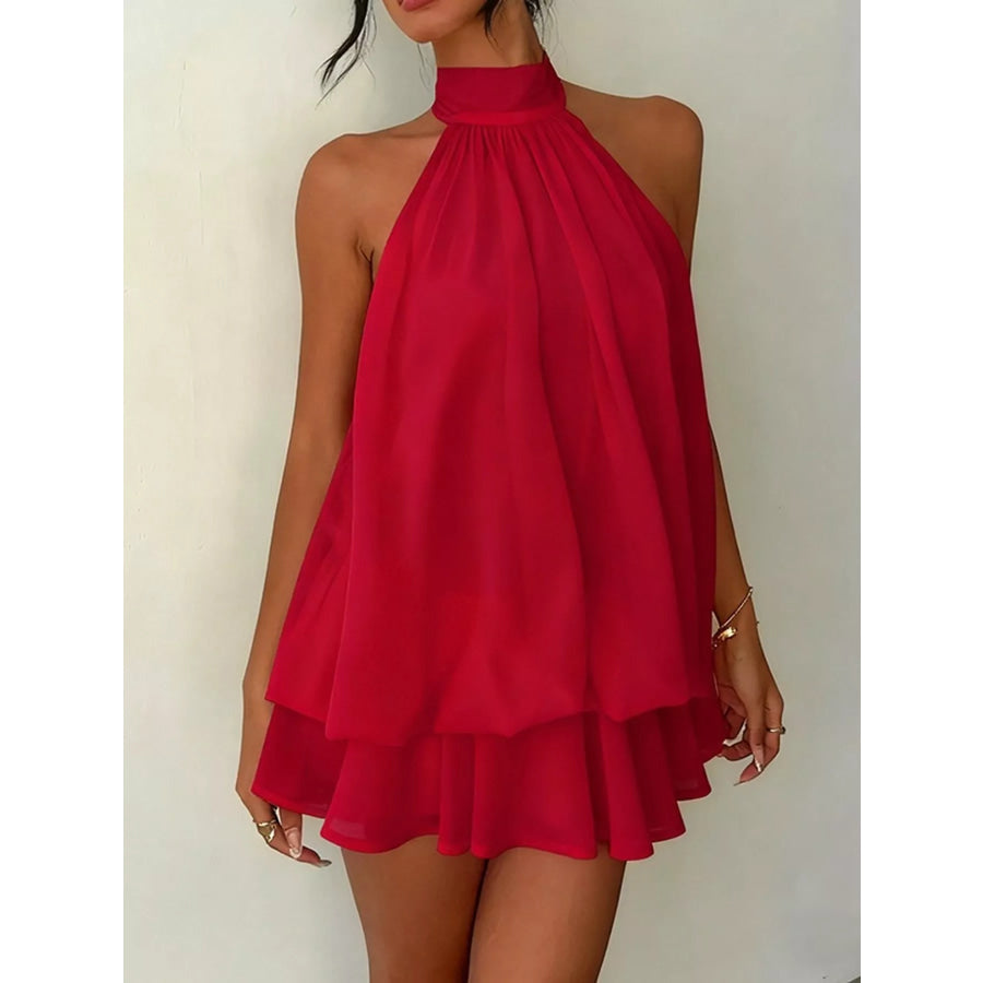 Halter Neck Chiffon Mini Dress Apparel and Accessories