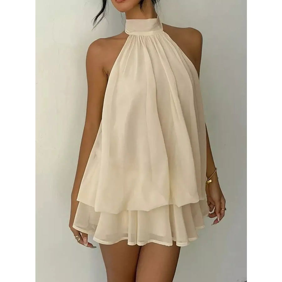 Halter Neck Chiffon Mini Dress Apparel and Accessories