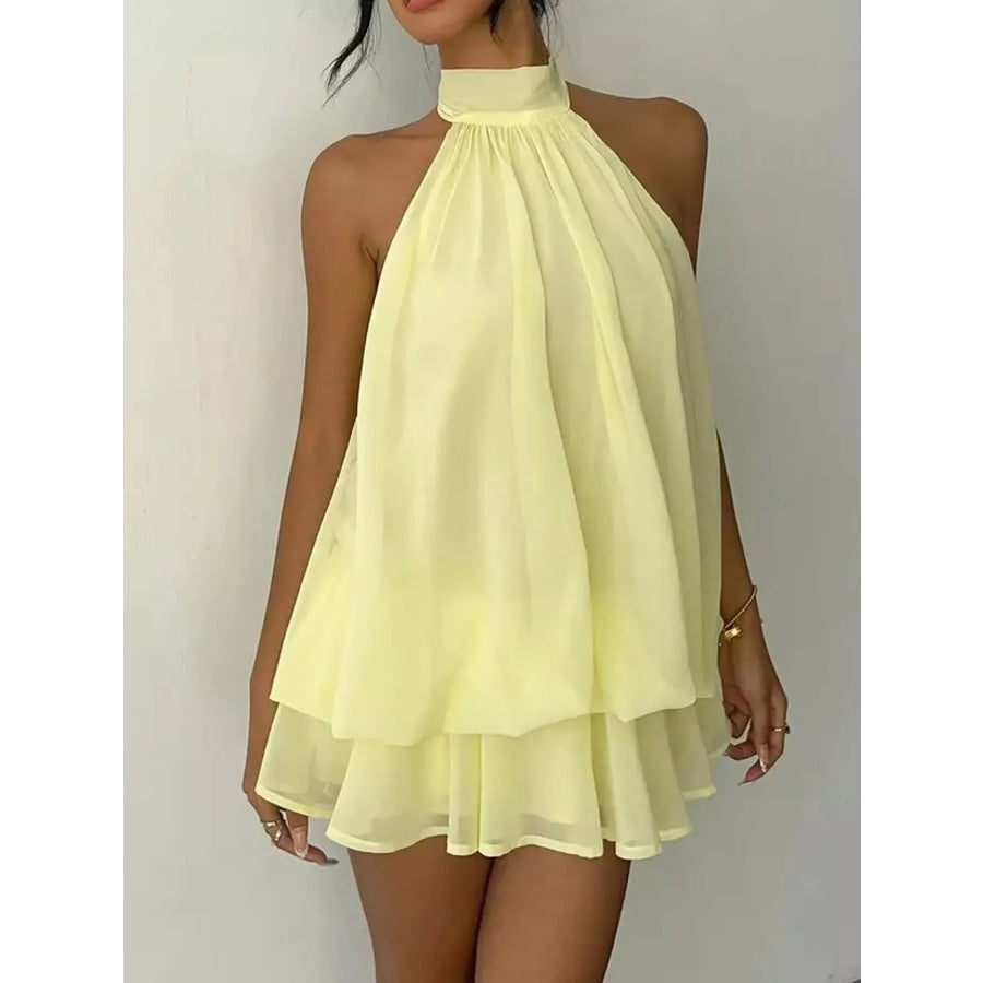 Halter Neck Chiffon Mini Dress Apparel and Accessories