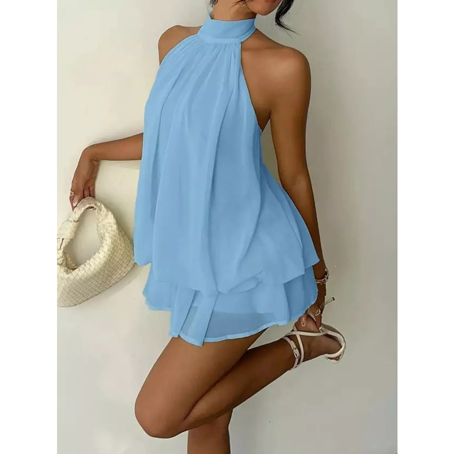 Halter Neck Chiffon Mini Dress Apparel and Accessories