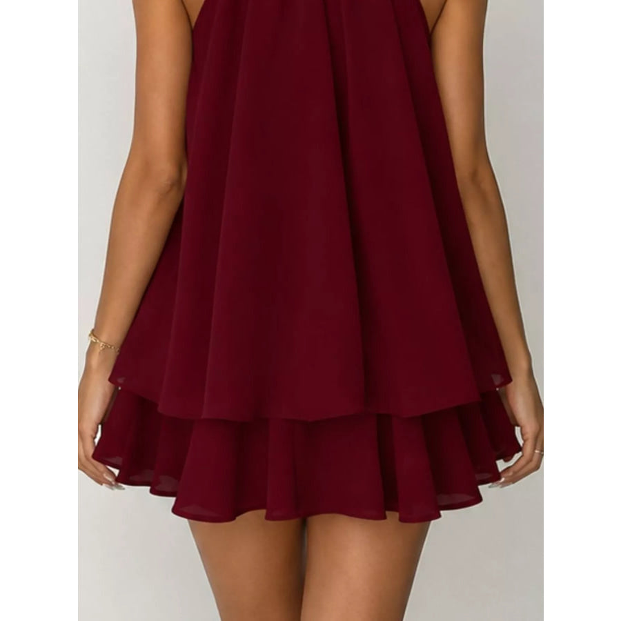 Halter Neck Chiffon Mini Dress Apparel and Accessories