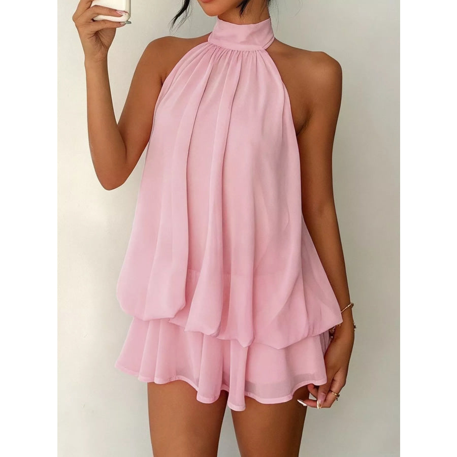 Halter Neck Chiffon Mini Dress Pink / XS Apparel and Accessories