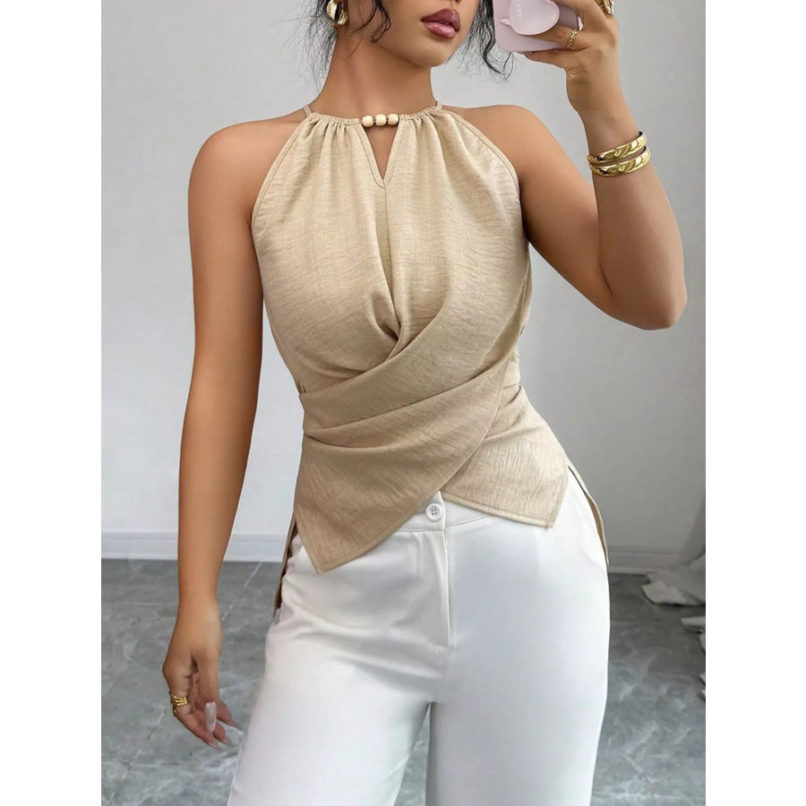 Halter Neck Crisscross Cami Apricot / S Apparel and Accessories
