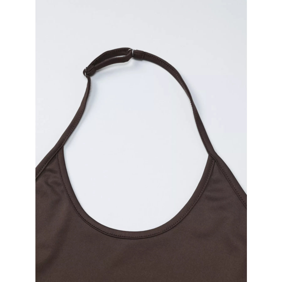 Halter Neck Crop Top and Pants Set Apparel and Accessories