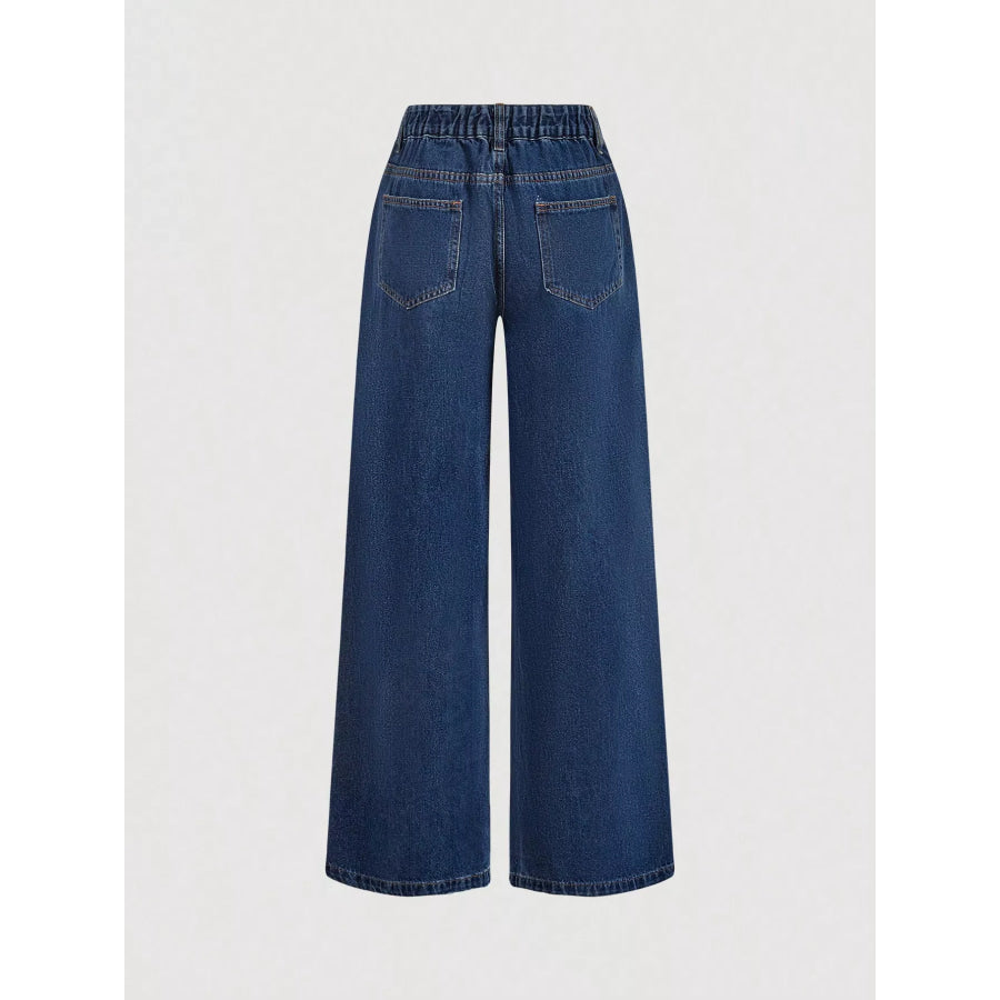 Halter Neck Denim Vest and Wide-Leg Jeans Set Apparel and Accessories