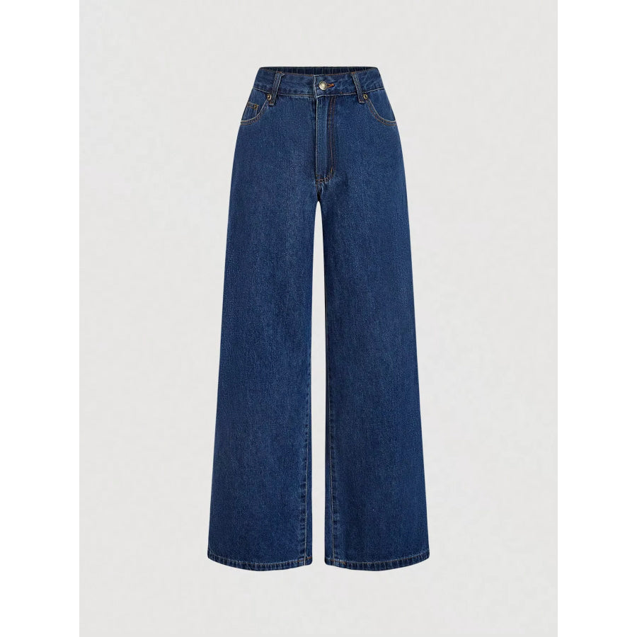 Halter Neck Denim Vest and Wide-Leg Jeans Set Apparel and Accessories