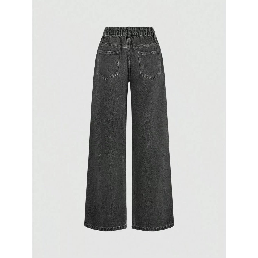 Halter Neck Denim Vest and Wide-Leg Jeans Set Apparel and Accessories