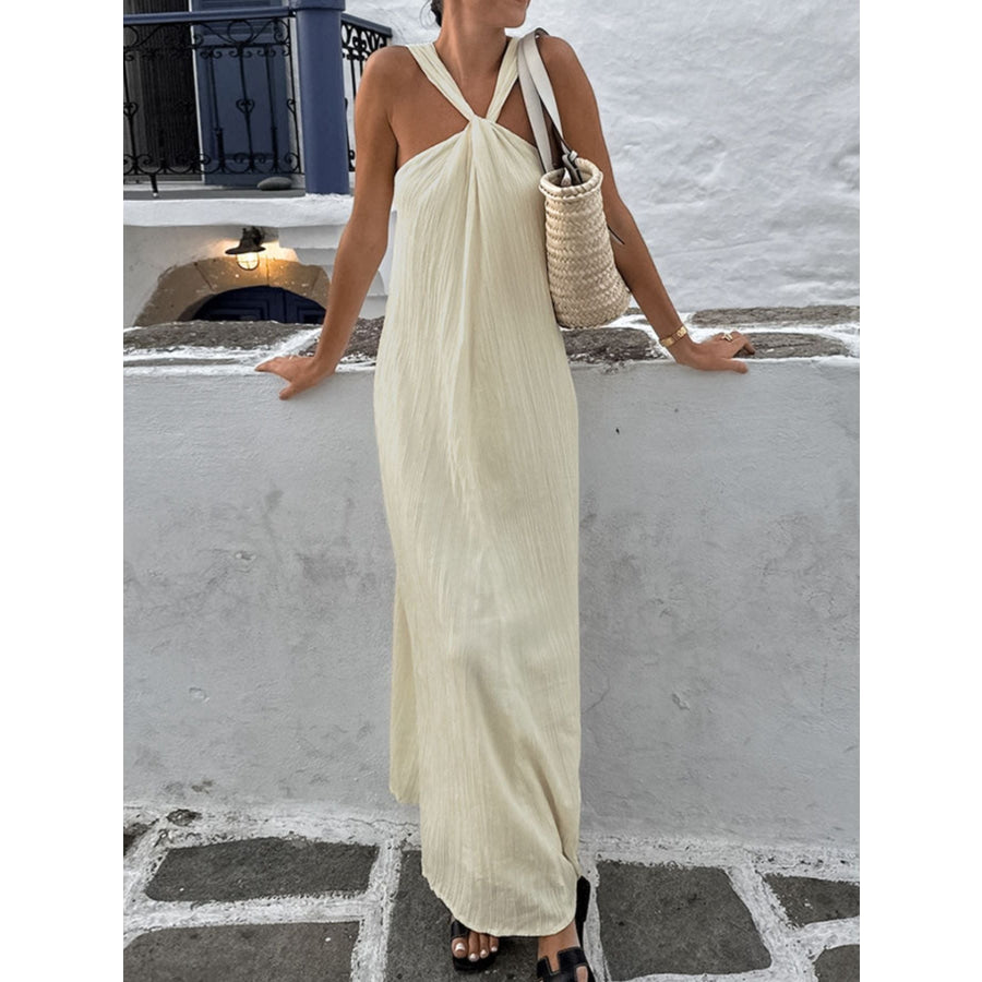 Halter Neck Flowy Maxi Dress Apparel and Accessories