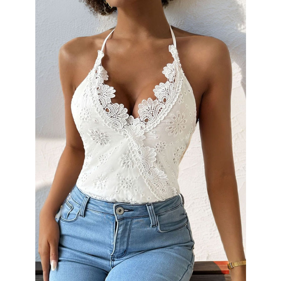 Halter Neck Lace Bodysuit Apparel and Accessories