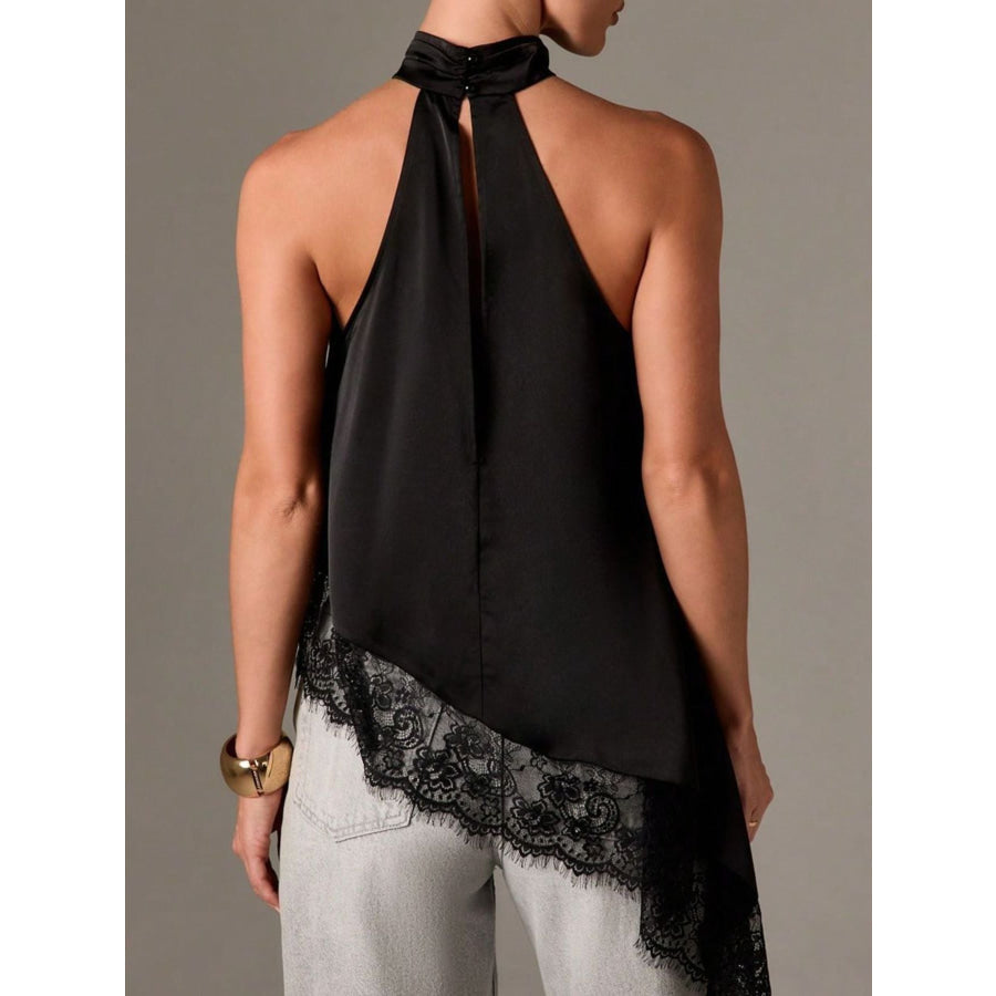 Halter Neck Lace Trim Cami Apparel and Accessories