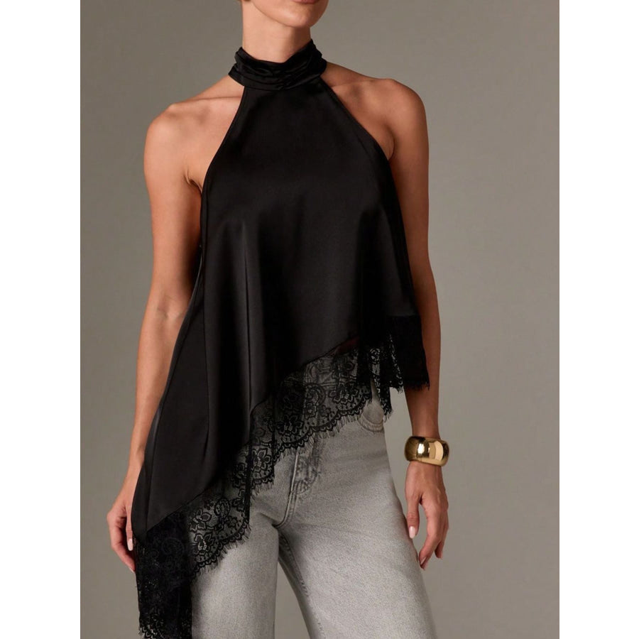 Halter Neck Lace Trim Cami Apparel and Accessories