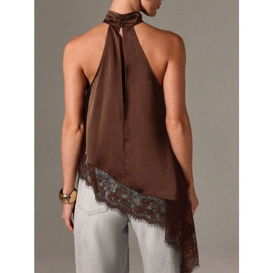 Halter Neck Lace Trim Cami Apparel and Accessories