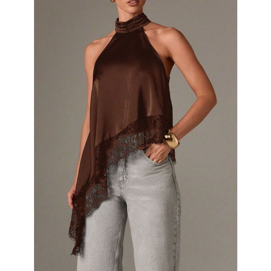 Halter Neck Lace Trim Cami Apparel and Accessories