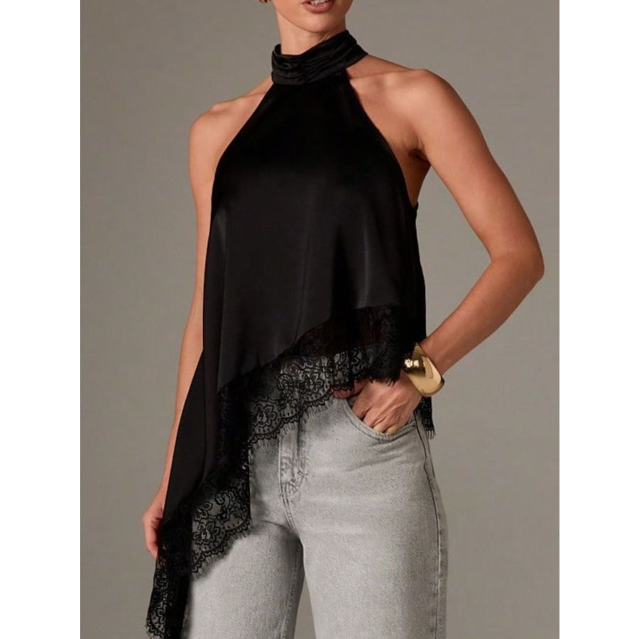 Halter Neck Lace Trim Cami Apparel and Accessories