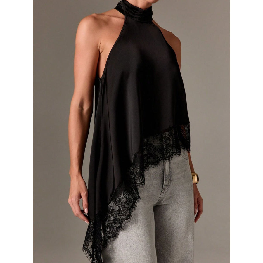 Halter Neck Lace Trim Cami Apparel and Accessories