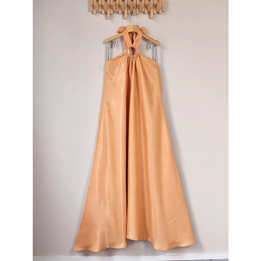 Halter Neck Maxi Dress with O-Ring Detail Apparel and Accessories