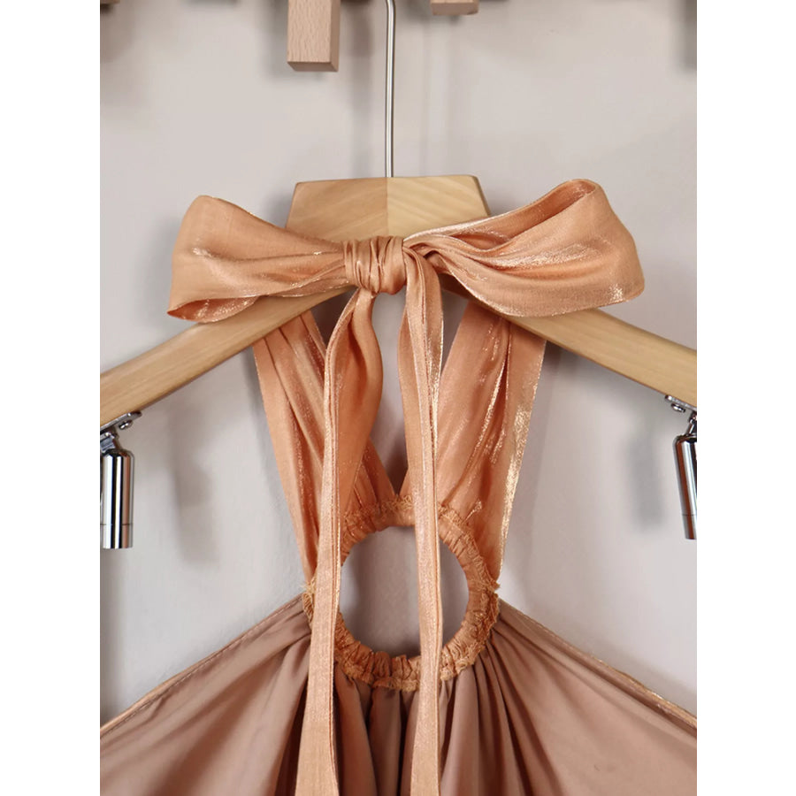 Halter Neck Maxi Dress with O-Ring Detail Apparel and Accessories