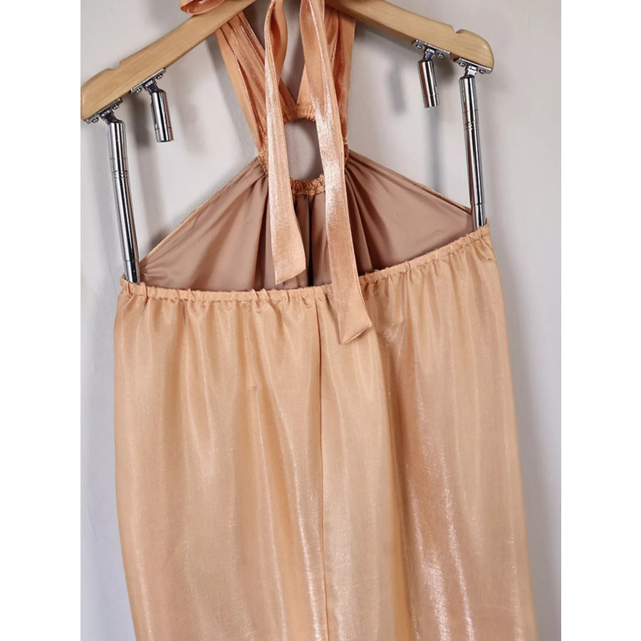 Halter Neck Maxi Dress with O-Ring Detail Apparel and Accessories