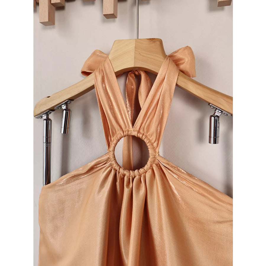 Halter Neck Maxi Dress with O-Ring Detail Apparel and Accessories