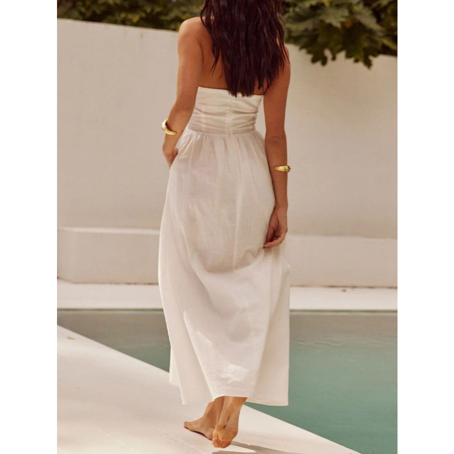 Halter Neck Maxi Dress with Pockets Apparel and Accessories