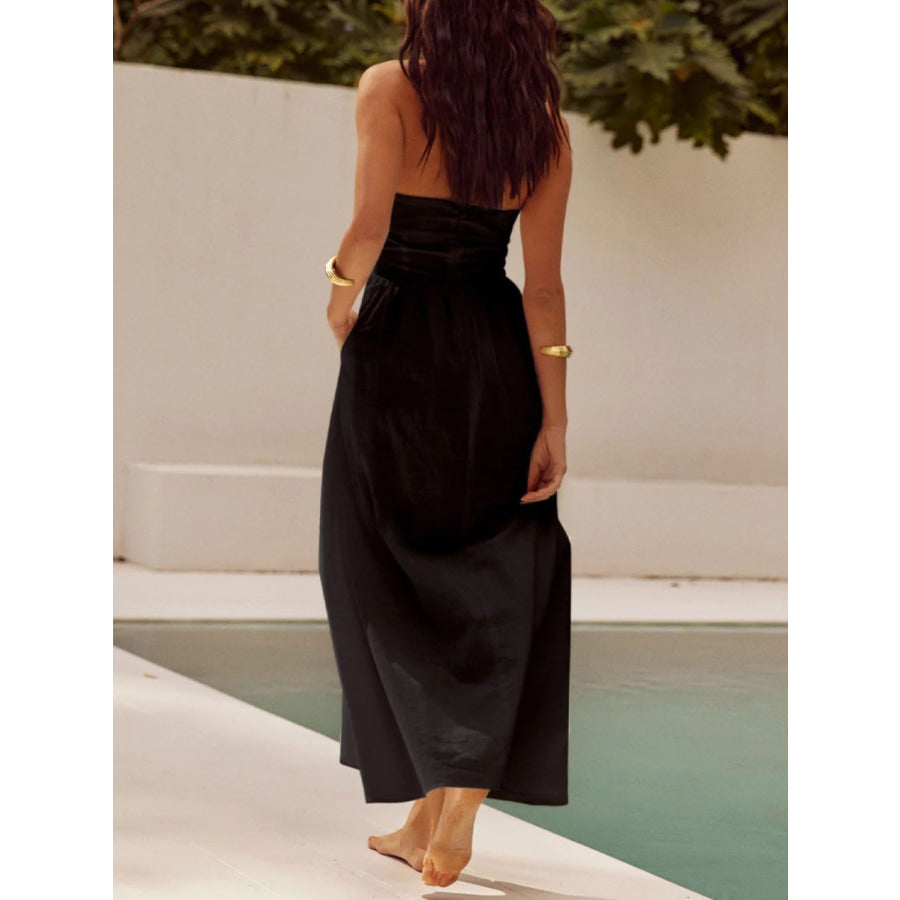 Halter Neck Maxi Dress with Pockets Apparel and Accessories