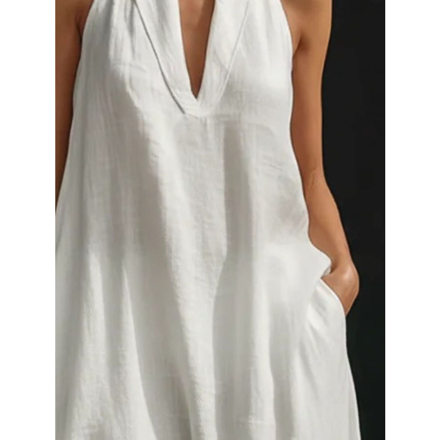Halter Neck Maxi Dress with Pockets Apparel and Accessories