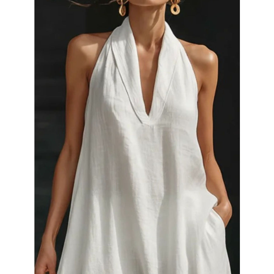 Halter Neck Maxi Dress with Pockets Apparel and Accessories